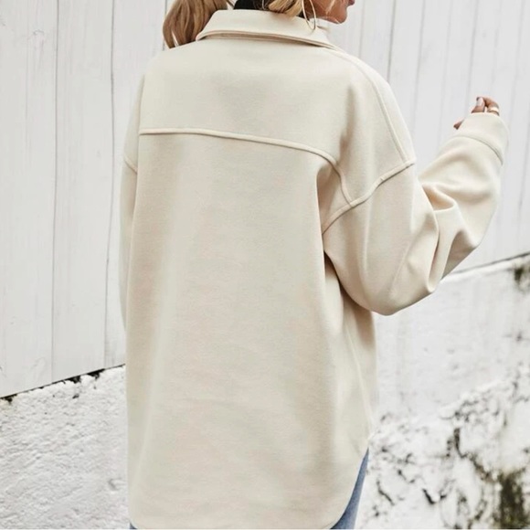 Cozy Cream Boyfriend fit oversized shacket jacket - Picture 10 of 11